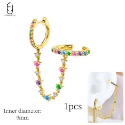 925 Sterling Silver Ear Needle Fashion Hoop Earrings Colorful Crystal Pendants Gold Earring Premium Luxury Women's Jewelry Gift