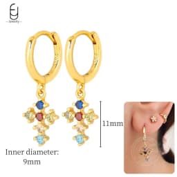 925 Sterling Silver Ear Needle Fashion Hoop Earrings Colorful Crystal Pendants Gold Earring Premium Luxury Women's Jewelry Gift