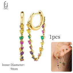 925 Sterling Silver Ear Needle Fashion Hoop Earrings Colorful Crystal Pendants Gold Earring Premium Luxury Women's Jewelry Gift