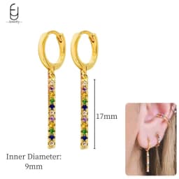 925 Sterling Silver Ear Needle Fashion Hoop Earrings Colorful Crystal Pendants Gold Earring Premium Luxury Women's Jewelry Gift