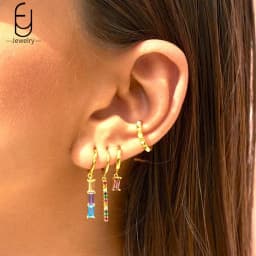 925 Sterling Silver Ear Needle Fashion Hoop Earrings Colorful Crystal Pendants Gold Earring Premium Luxury Women's Jewelry Gift