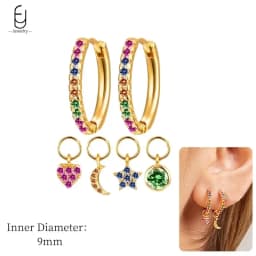 925 Sterling Silver Ear Needle Fashion Hoop Earrings Colorful Crystal Pendants Gold Earring Premium Luxury Women's Jewelry Gift