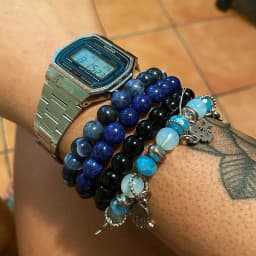 Kirykle Natural Stone Bracelet Sets 3Pcs/set Obsidian Hematite Tiger Eye Beads Bracelets Men for Health Protection Soul Jewelry
