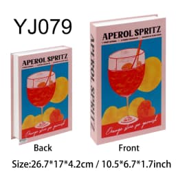 Aperol Cocktail Luxury Fake Books Decoration Coffee Table Decorative Books Club Villa Hotle Decoration Shooting Props Home Extra