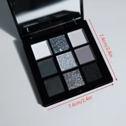 9 Colors Eye Shadow Palette, Dark Black Grey Silvery Color Shimmer Matte Finish Smokey Style Stage Party Performance Makeup