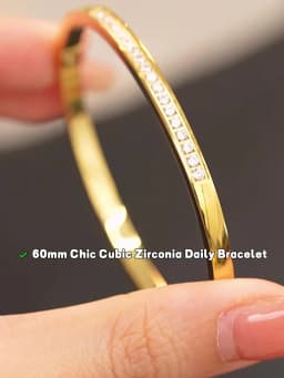 Yhpup 60mm Chic Shiny Cubic Zirconia Daily Bracelet Bangle 316L Stainless Steel Fashion Trendy Waterproof Jewelry Accessories