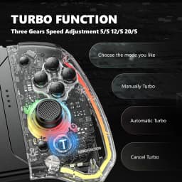 LinYuvo KS40 Transparent Style Wireless Handle for Switch Lite/OLED with 8 LED Lights,Turbo Function,Dual Vibration & Macro Keys