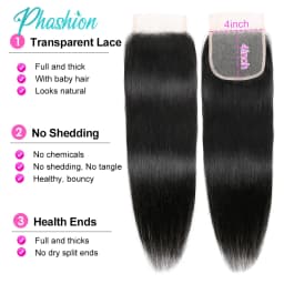 Phashion Ear to Ear 13X4 Lace Frontal Straight 4x4 5X5 Closure Only Body Wave Pre Plucked Swiss Transparent 100% Remy Human Hair
