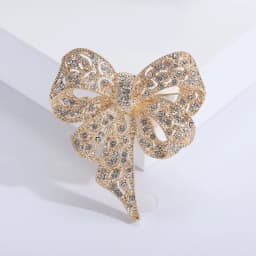 Luxury Crystal Bow Ribbon Brooches For Women Men Fashion Bowknot Pins Jewelry