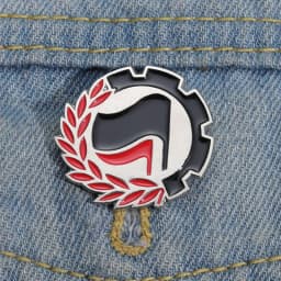 Antifascista Enamel Pins Theory Of Power Black Red Flag Logo Brooches Lapel Badges Pray For Peace Jewelry Gift For World Friends