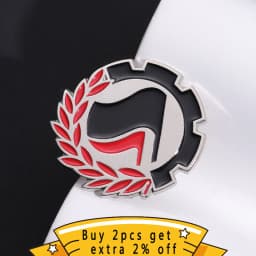 Antifascista Enamel Pins Theory Of Power Black Red Flag Logo Brooches Lapel Badges Pray For Peace Jewelry Gift For World Friends