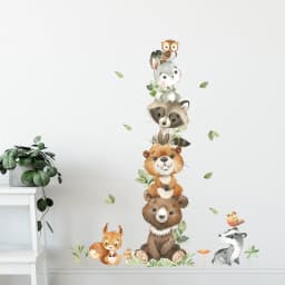 2PC Cartoon Cute Africa Animals Wall Stickers Elephant Giraffe Bear Fox Kids Room Kindergarten Home Decoration