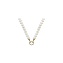 French Elegant Micro Set Zircon Round Buckle Imitation Pearl Beaded Necklace For Women's Temperament Jewelry Sweet Accessories