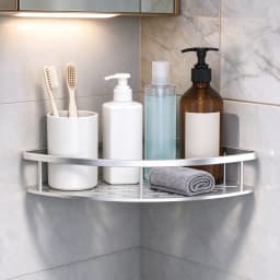 HTMCK No Drill Bathroom Corner Rack, Wall Mount Triangle Shower Shelf, Waterproof Shampoo Holder Bathroom Organizer