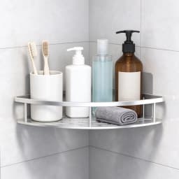 HTMCK No Drill Bathroom Corner Rack, Wall Mount Triangle Shower Shelf, Waterproof Shampoo Holder Bathroom Organizer