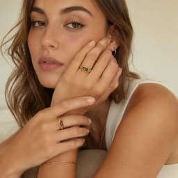 E.B.belle Horse Eye Zircon Seal Ring Colorful Hypoallergenic 316L Stainless Steel Decoration 18K Gold Plated Jewelry