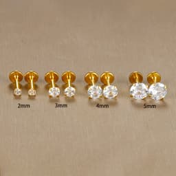 2PC Labret Tragus Stud Earrings 16G Surgical Stainless Steel CZ Crystal Monroe Helix Cartialge Conch Medusa Lip Body Piercing