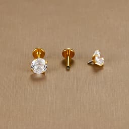 2PC Labret Tragus Stud Earrings 16G Surgical Stainless Steel CZ Crystal Monroe Helix Cartialge Conch Medusa Lip Body Piercing