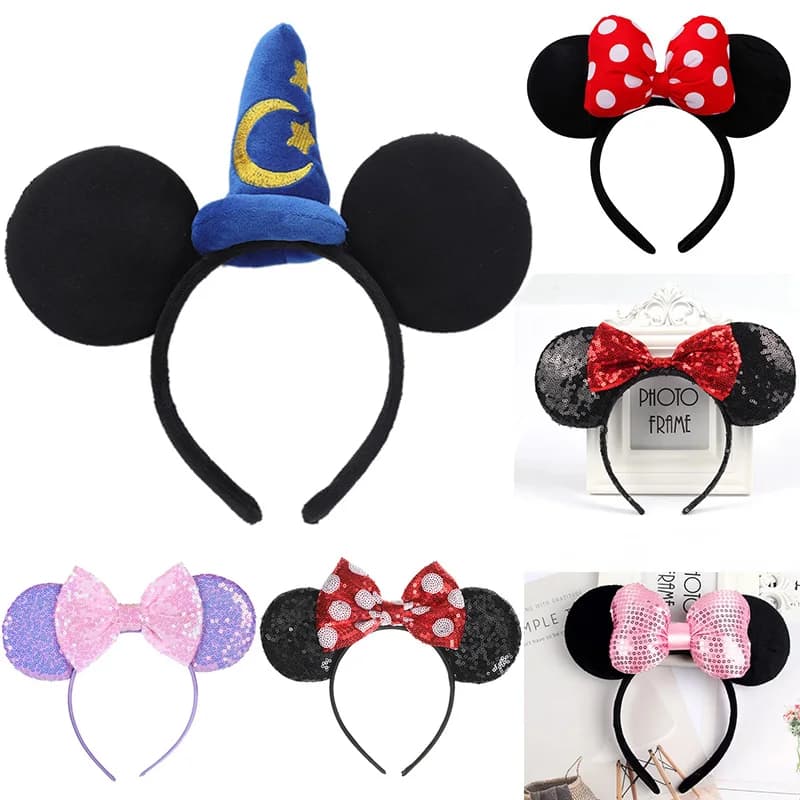 Anime Mouse Ears Headhand Cosplay Kawaii Cartoon Elastic Hair Accessories Party Sequin Bows Hairband Toys Children Adults Gift