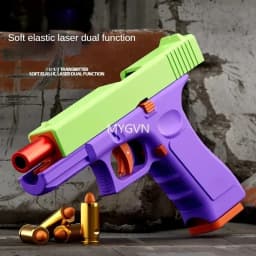 Multi-functional Soft Bullets Laser Toy Gun Shell Ejected Manual Continous Firing Double Mode Pistol with Target Cs Prop