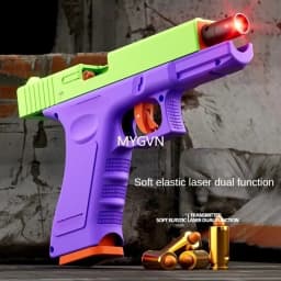 Multi-functional Soft Bullets Laser Toy Gun Shell Ejected Manual Continous Firing Double Mode Pistol with Target Cs Prop