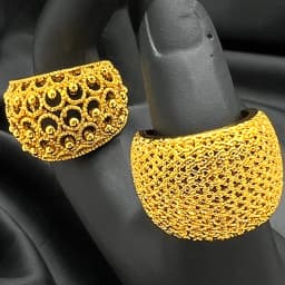 ANIID Dubai 24k Gold Color Big Ring For Women Resizable Brazilian Wedding Bride Arabic Ethiopian Finger Cuff Ring Jewellery
