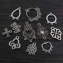 30pcs Antique Silver Plated Boho Vintage Flower Connector Charms Pendant DIY Necklace Bracelet Jewelry Making Findings Supplies