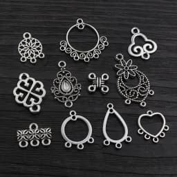30pcs Antique Silver Plated Boho Vintage Flower Connector Charms Pendant DIY Necklace Bracelet Jewelry Making Findings Supplies
