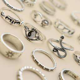 16Pcs/set Retro New Bagua Sun Moon Snake Leaf Flower Joint Ring Set