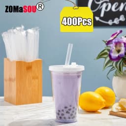 50/200/400Pcs Large Milkshake Straws White Drinking Straws Bubble Tea Straw MilkTea Straws Party Wedding Bar Home Accessories