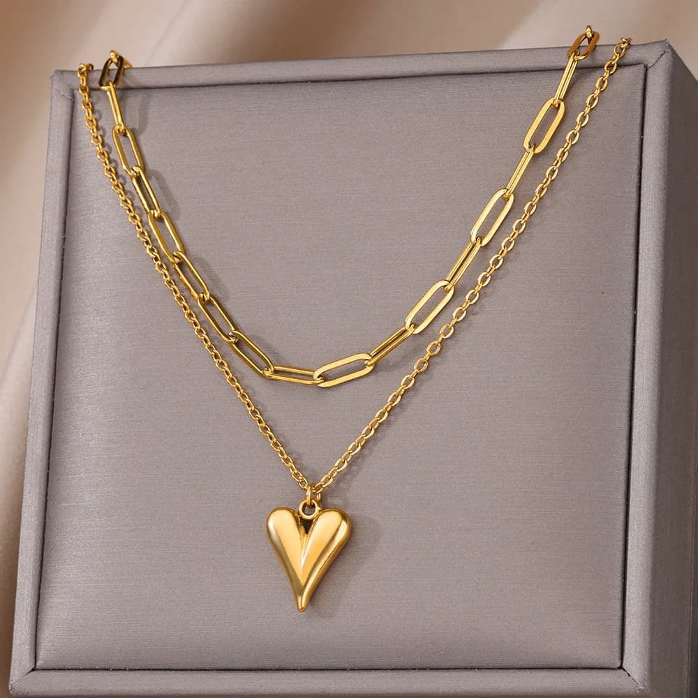 Heart Pendant Necklace for Women Girls 316L Stainless Steel Choker Necklaces Aesthetic Handmade Jewelry Accessories Free Gifts