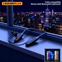 Wireless BT Neckband Headphones with Digital Display Function, Large-Capacity Semi-In-Ear Sports Stereo Headphones