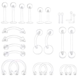 2Pcs/24Pcs Retainer Set Acrylic Clear Flexible Plastic 14G 16G 20G Belly Nose Tongue Lip Piercing Jewelry For Woman and Man