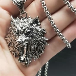New Retro Trend Necklace Hip Hop Rock Raging Wolf Head Pendant Necklace Tide Fashion Domineering Men's Necklace Gift Accessories