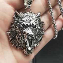New Retro Trend Necklace Hip Hop Rock Raging Wolf Head Pendant Necklace Tide Fashion Domineering Men's Necklace Gift Accessories