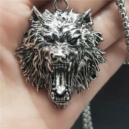 New Retro Trend Necklace Hip Hop Rock Raging Wolf Head Pendant Necklace Tide Fashion Domineering Men's Necklace Gift Accessories