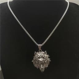 New Retro Trend Necklace Hip Hop Rock Raging Wolf Head Pendant Necklace Tide Fashion Domineering Men's Necklace Gift Accessories