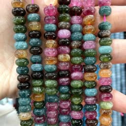 5x8MM Abacus Natural Chalcedony Aquamarine Tourmaline Ruby Quartz Stone Loose Spacer Bead for Jewelry Make Diy Bracelet Earrings