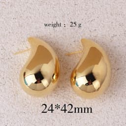 2024 New Trendy Plate Gold Color Chunky Waterdrop Dupes Drop Earrings for Women Personality Glossy Teardrop Earring Jewelry Gift