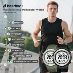 Hearkent Pedometer Watch Men Waterproof Step Counter Calorie Tracker Women Back Light Display Countdown Digital Sport Watches