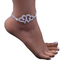 Bling Double Heart Anklet For Women Crystal Cubic Zirconia Chain On The Leg Summer Beach Ankle Bracelet Wedding Foot Jewelry
