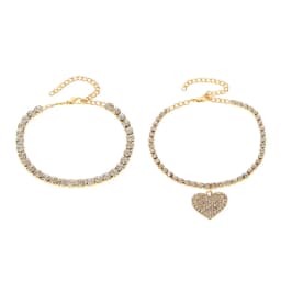 Bling Double Heart Anklet For Women Crystal Cubic Zirconia Chain On The Leg Summer Beach Ankle Bracelet Wedding Foot Jewelry