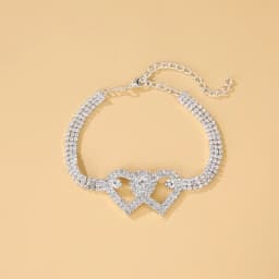 Bling Double Heart Anklet For Women Crystal Cubic Zirconia Chain On The Leg Summer Beach Ankle Bracelet Wedding Foot Jewelry