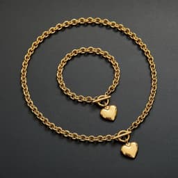 Fashion Titanium Steel Set Peach Heart Set Necklace Bracelet O-shaped Chain For Men And Women
