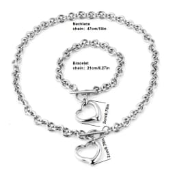 Fashion Titanium Steel Set Peach Heart Set Necklace Bracelet O-shaped Chain For Men And Women