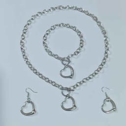 Fashion Titanium Steel Set Peach Heart Set Necklace Bracelet O-shaped Chain For Men And Women