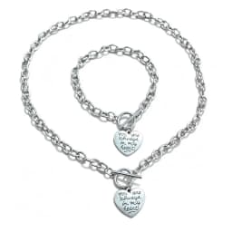 Fashion Titanium Steel Set Peach Heart Set Necklace Bracelet O-shaped Chain For Men And Women