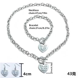 Fashion Titanium Steel Set Peach Heart Set Necklace Bracelet O-shaped Chain For Men And Women