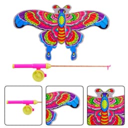 Children Kite Toy Cartoon Eagle Foldable Mini Plastic Toys Kite Hand Brake Fishing Rod Butterflies For Kids Outdoor Toy For Fun