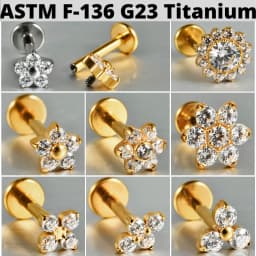Cz Flower G23 Solid Titanium Cartilage Earrings Stud 16G Internally Threaded Sun Helix Ear Tragus Piercing Jewelry